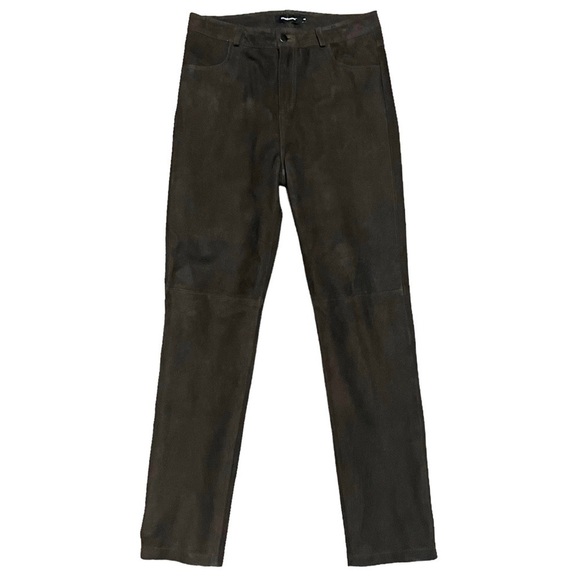 Deadwood Phoenix Brown Suede Straight Leg Pants Women’s Size 40 Fits Size 6 - Picture 1 of 9